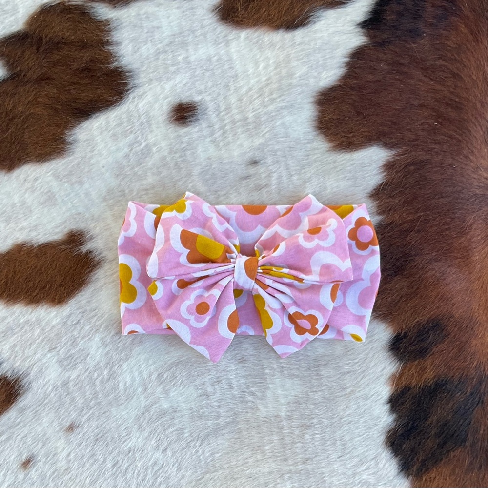 Handmade Floral Hippie Retro Baby Bow Headwrap Headband